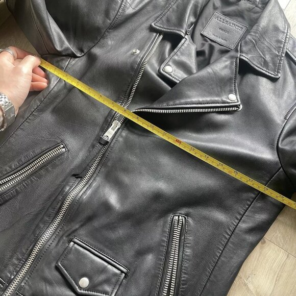AllSaints  Men’s Brett Leather Double Rider Jacket  Size S Black Moto Motorcycle - Picture 7 of 13